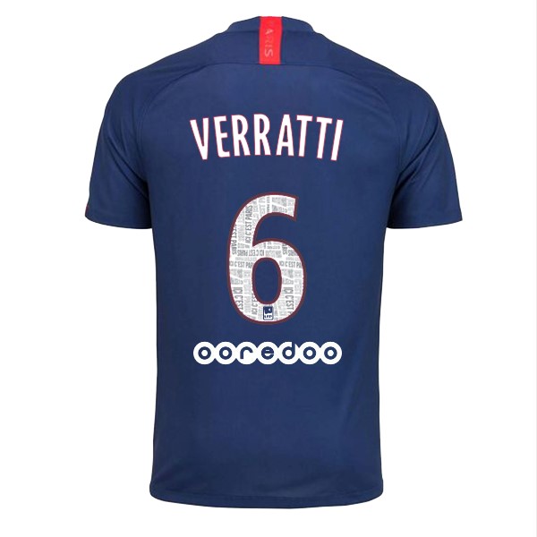 Camiseta Paris Saint Germain NO.6 Verratti 1ª Kit 2019 2020 Azul